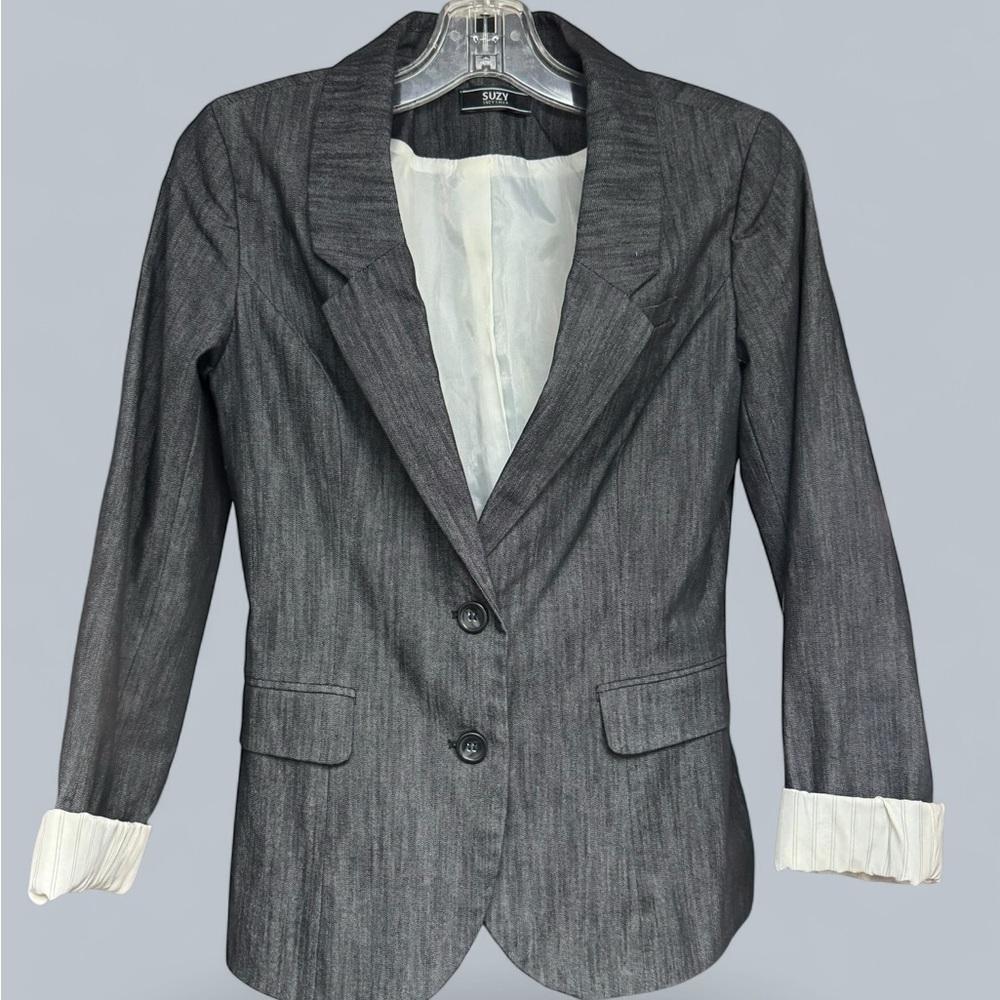 Suzy Shier Gray Pinstripe Blazer